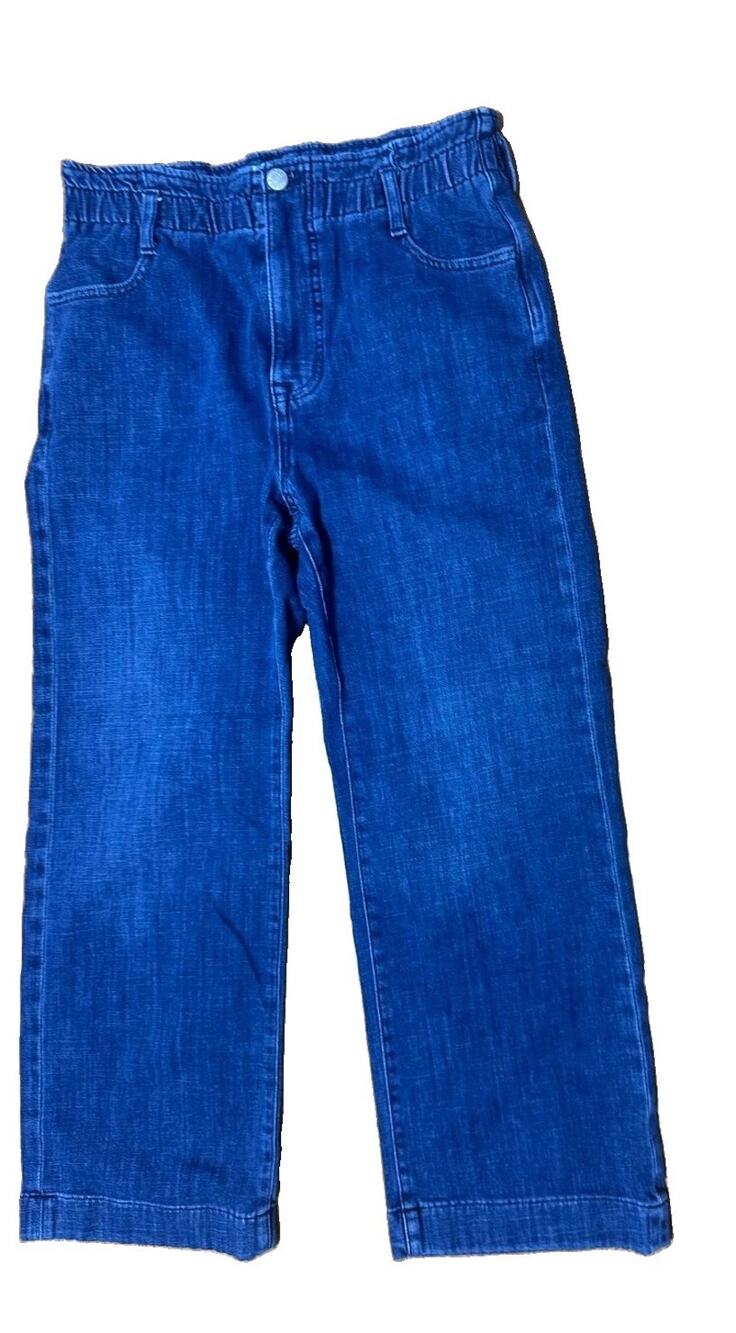 J.crew Wide Leg Crop Jeans Womens 28 Blue Elastic Waist Denim High Rise Cropped